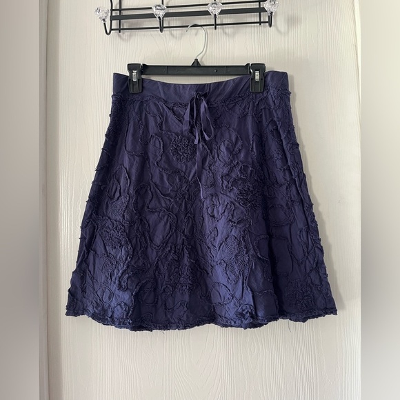 Max Studio Blue Textured Stitching A-Line Skirt - Picture 1 of 5